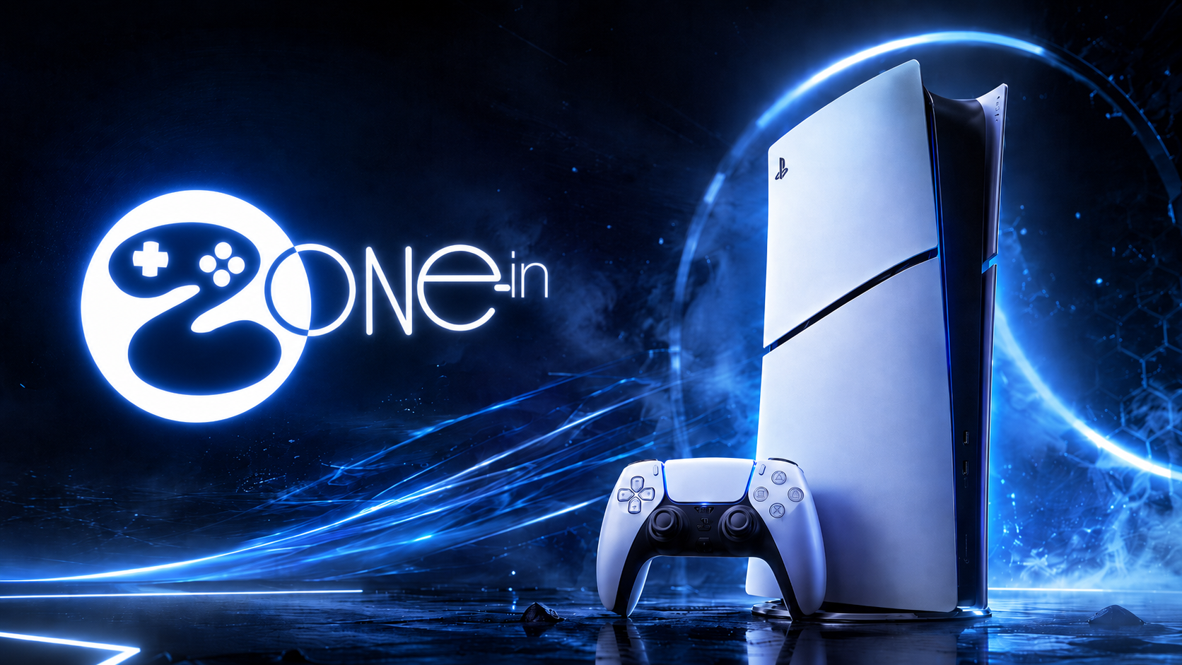 Zone In PlayStation setup with glowing blue gaming energy